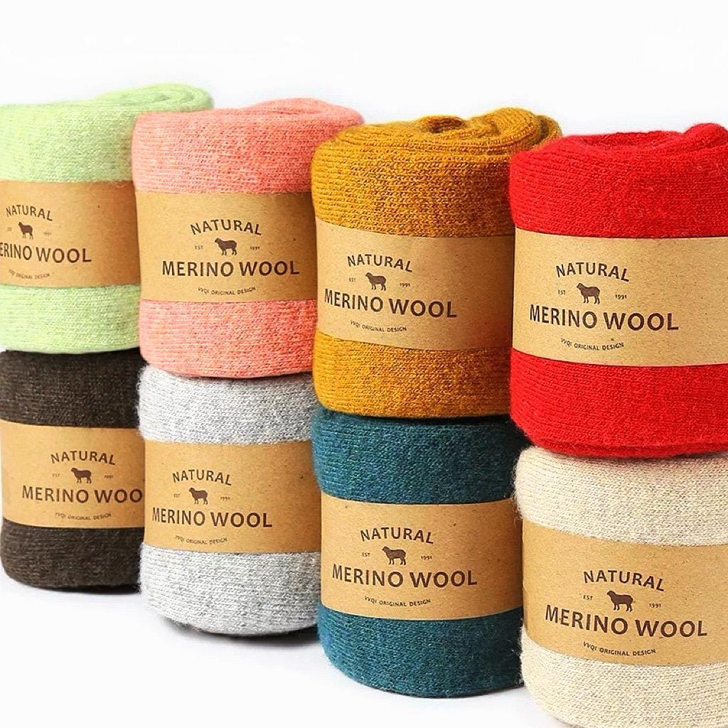 Merino Wool Socks Gift Box, Warm Unisex Winter Set, Slipper Socks