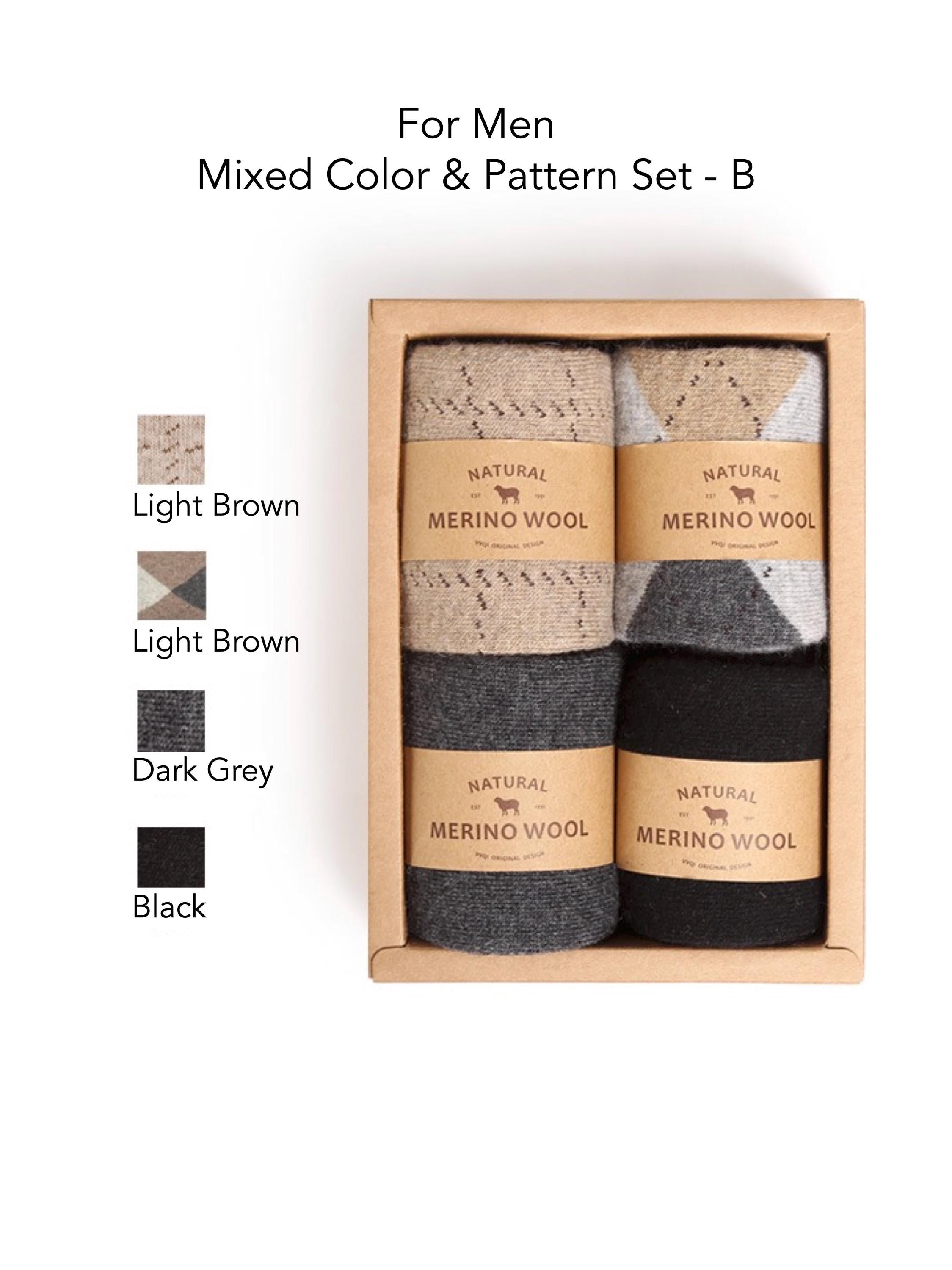 Merino Wool Socks Gift Box, Warm Unisex Winter Set, Slipper Socks