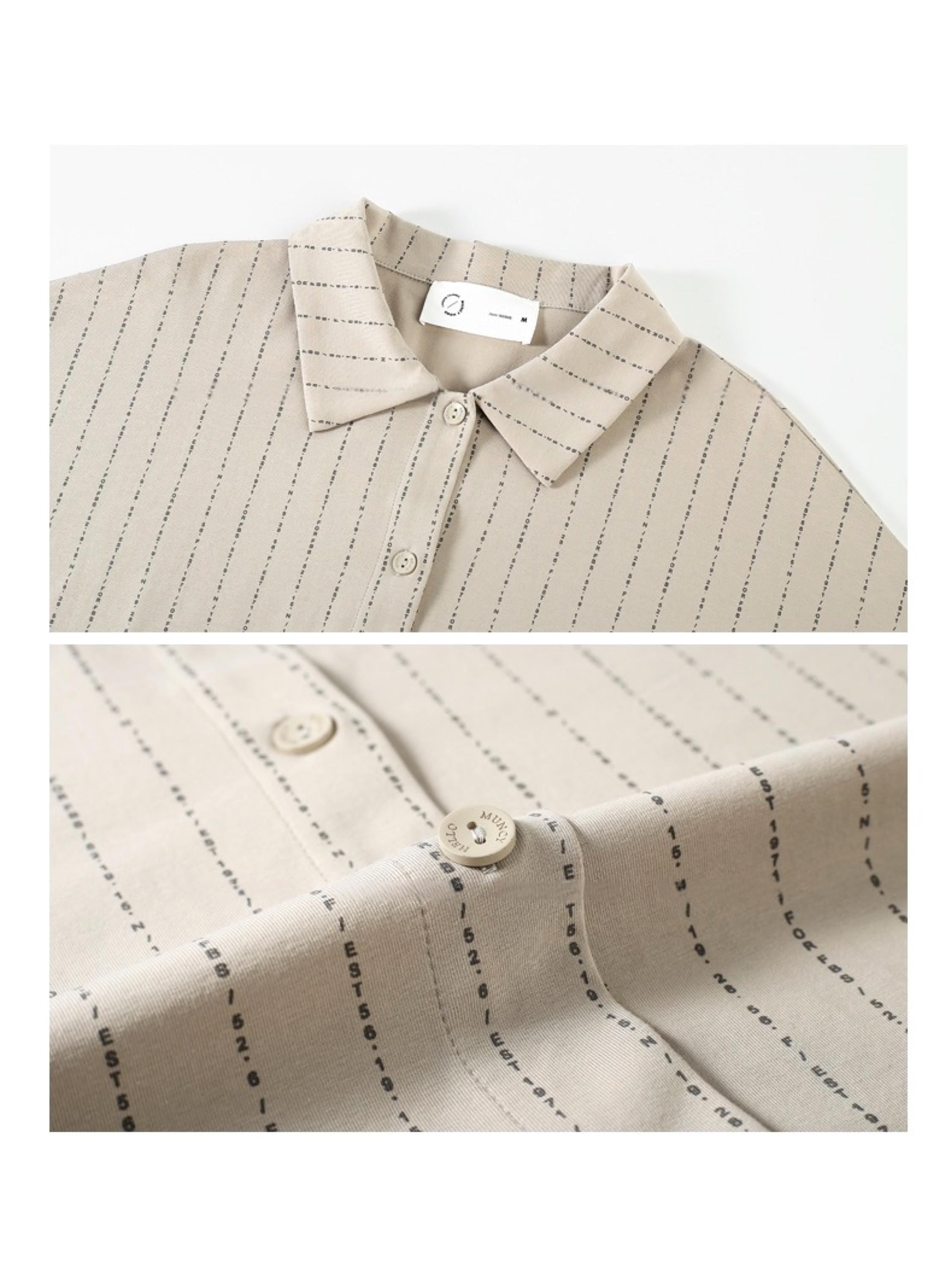 Beige Cotton Loungewear Set: Women's Button-Down Pajamas