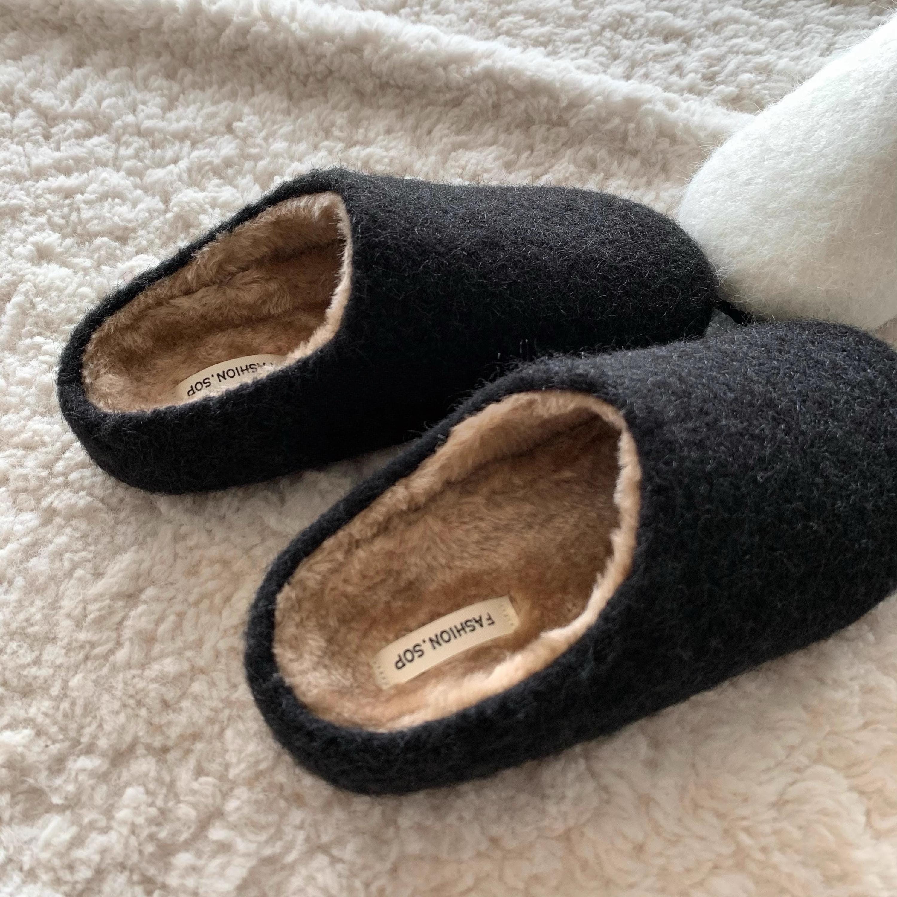 Felted Wool Fleece Slippers: Plush Faux Fur Lined Mules