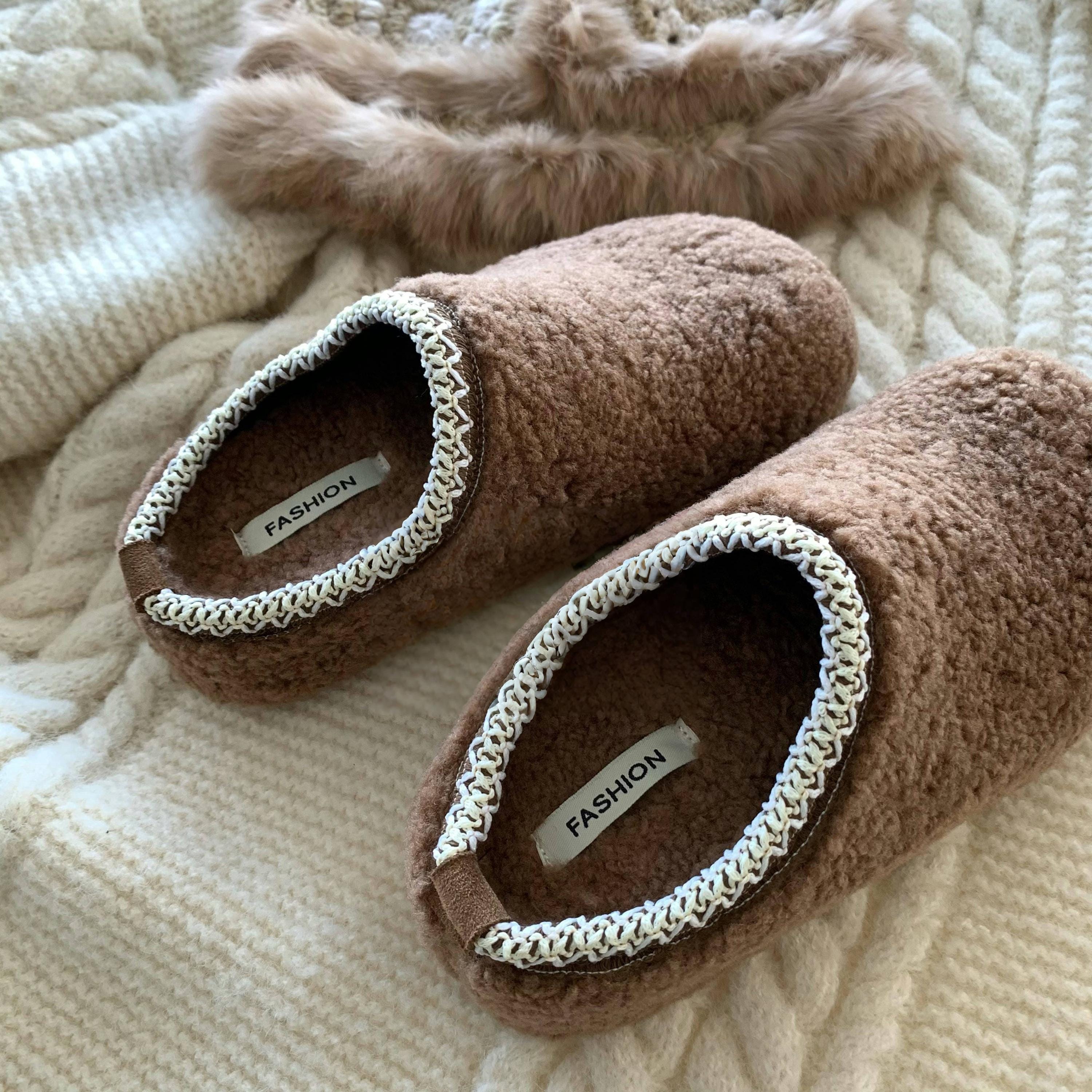 Wool Blend Slippers Women | Cozy Fleece Winter Home Shoes
