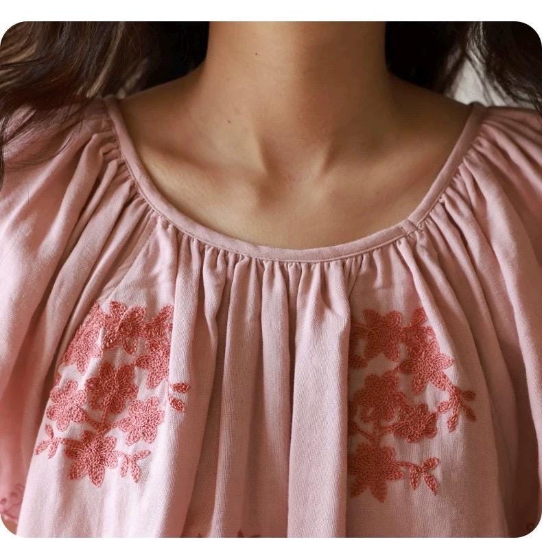 Bamboo Cotton Embroidered Loungewear Set – Sensitive-Skin Friendly Pajamas