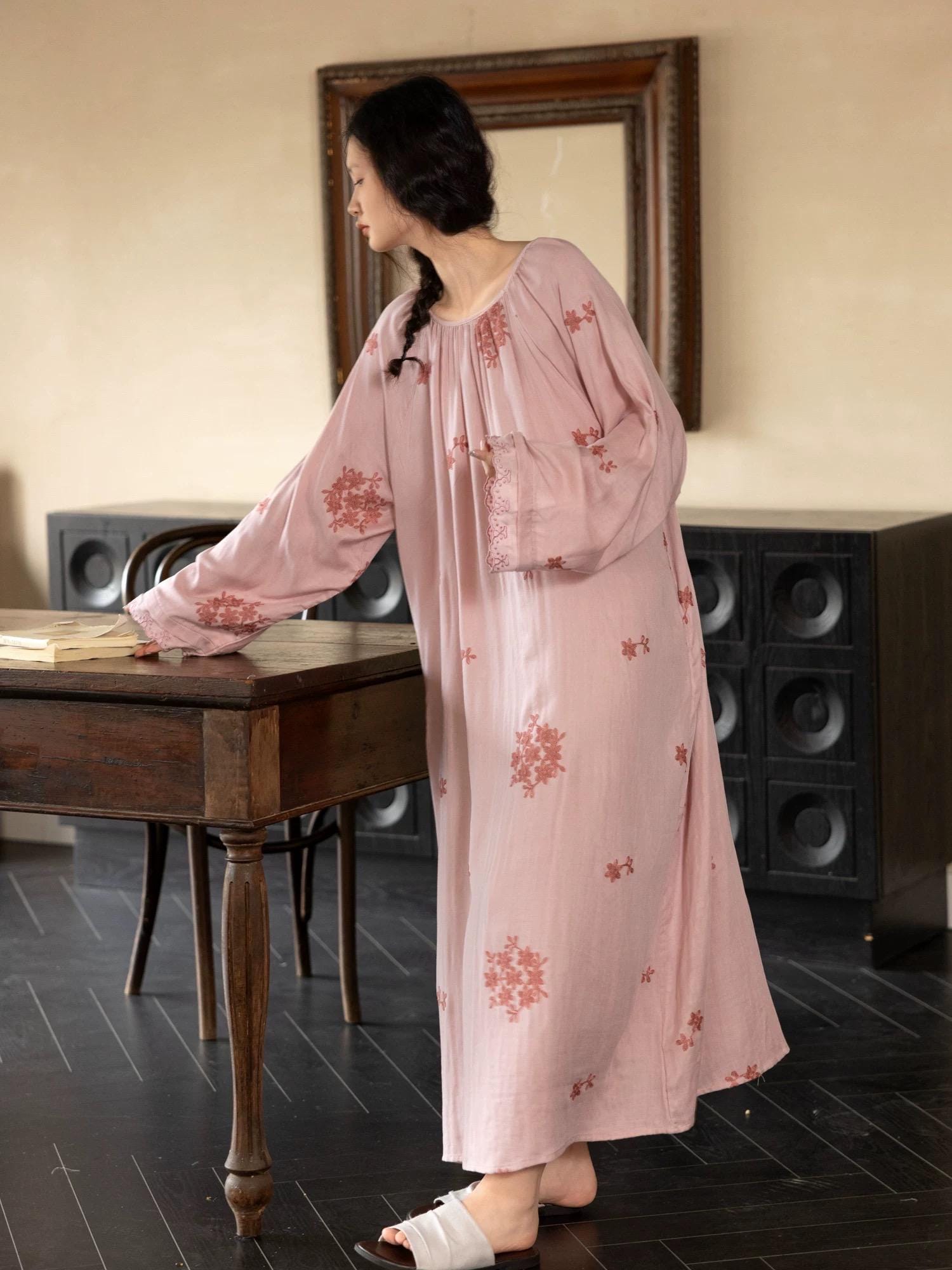 Bamboo Cotton Embroidered Loungewear Set – Sensitive-Skin Friendly Pajamas