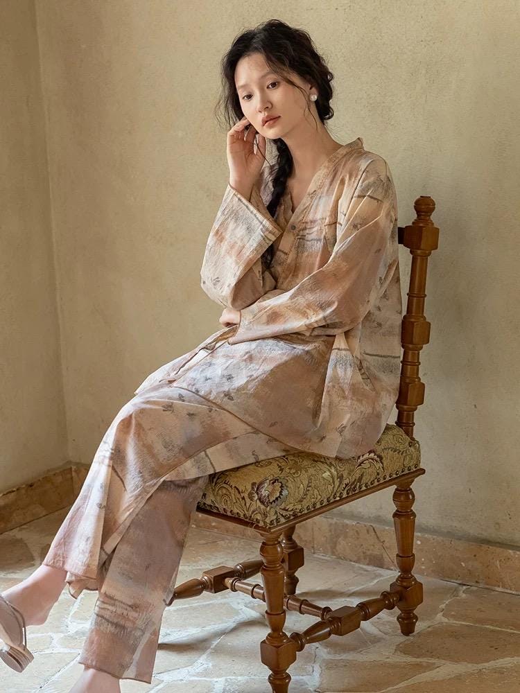 Soft Bamboo Cotton Kimono Pajama Set, 3 Piece Women’s Tie Dye Loungewear, Gift-Ready Packaging