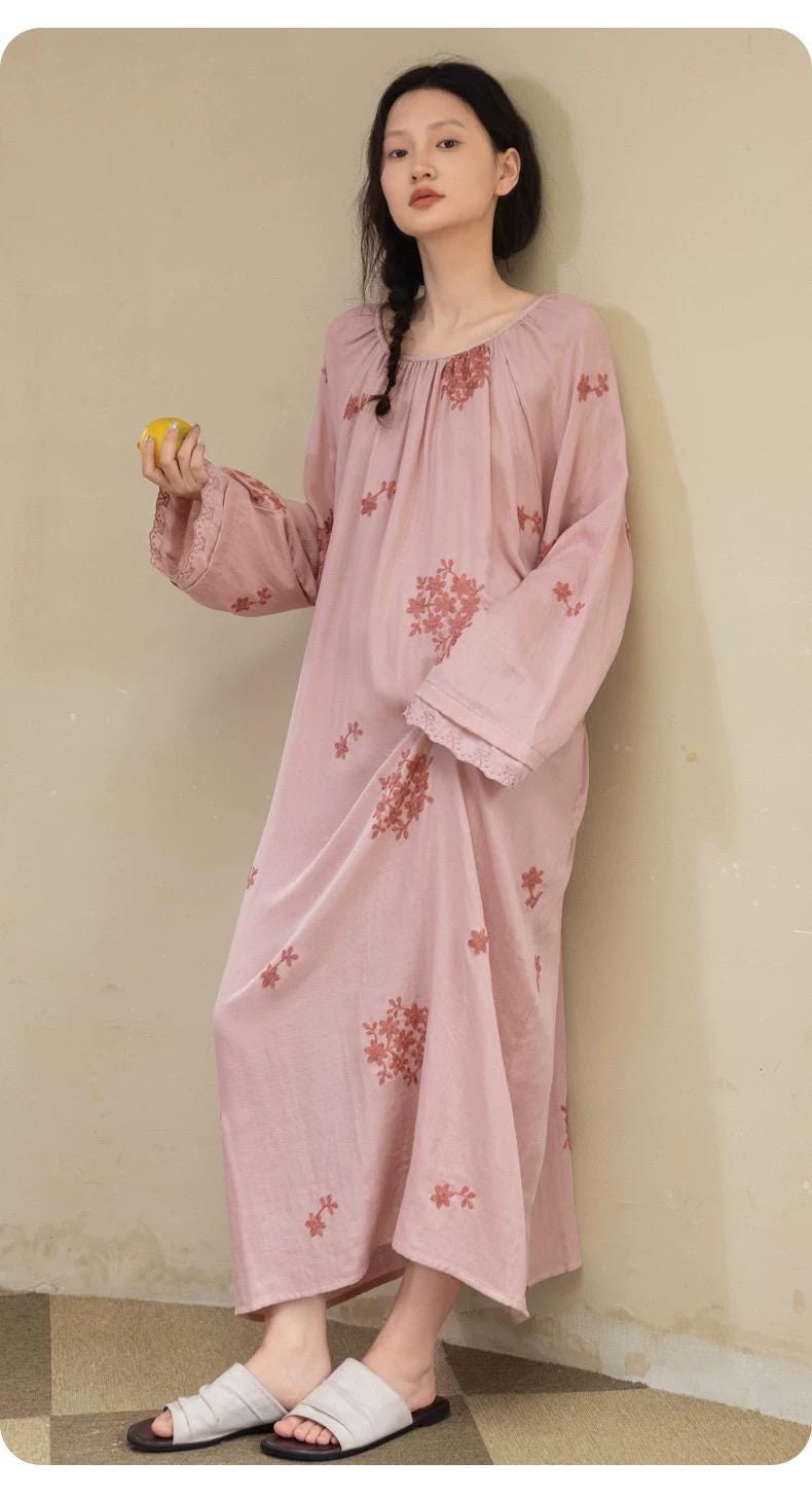 Bamboo Cotton Embroidered Loungewear Set – Sensitive-Skin Friendly Pajamas