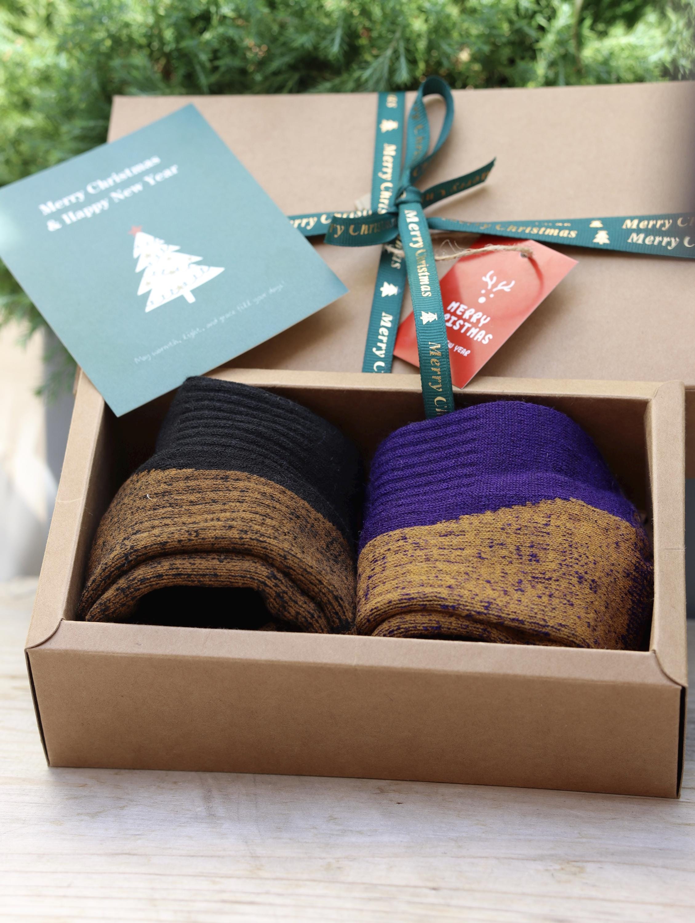 Merino Wool Socks Gift Pack, Thermal Slipper Socks, Alpaca Socks for Men and Women, Cushioned Terry Lined