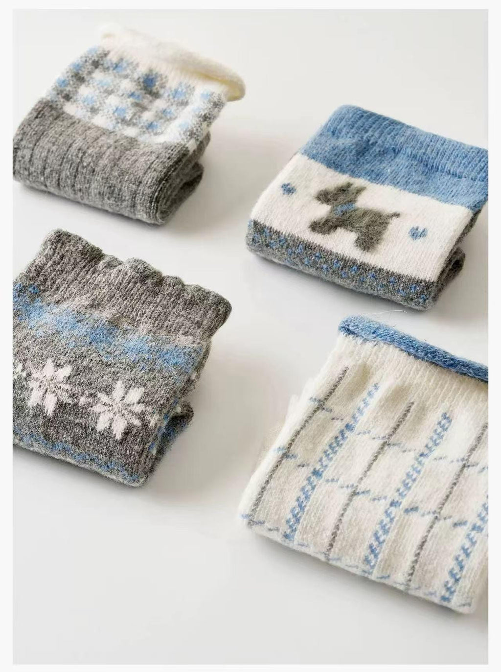 Natural Merino Wool Socks Gift Box for Women | 4 PCS Warm Winter Socks for Girls | Individual Wrapped for Christmas Stocking Fillers