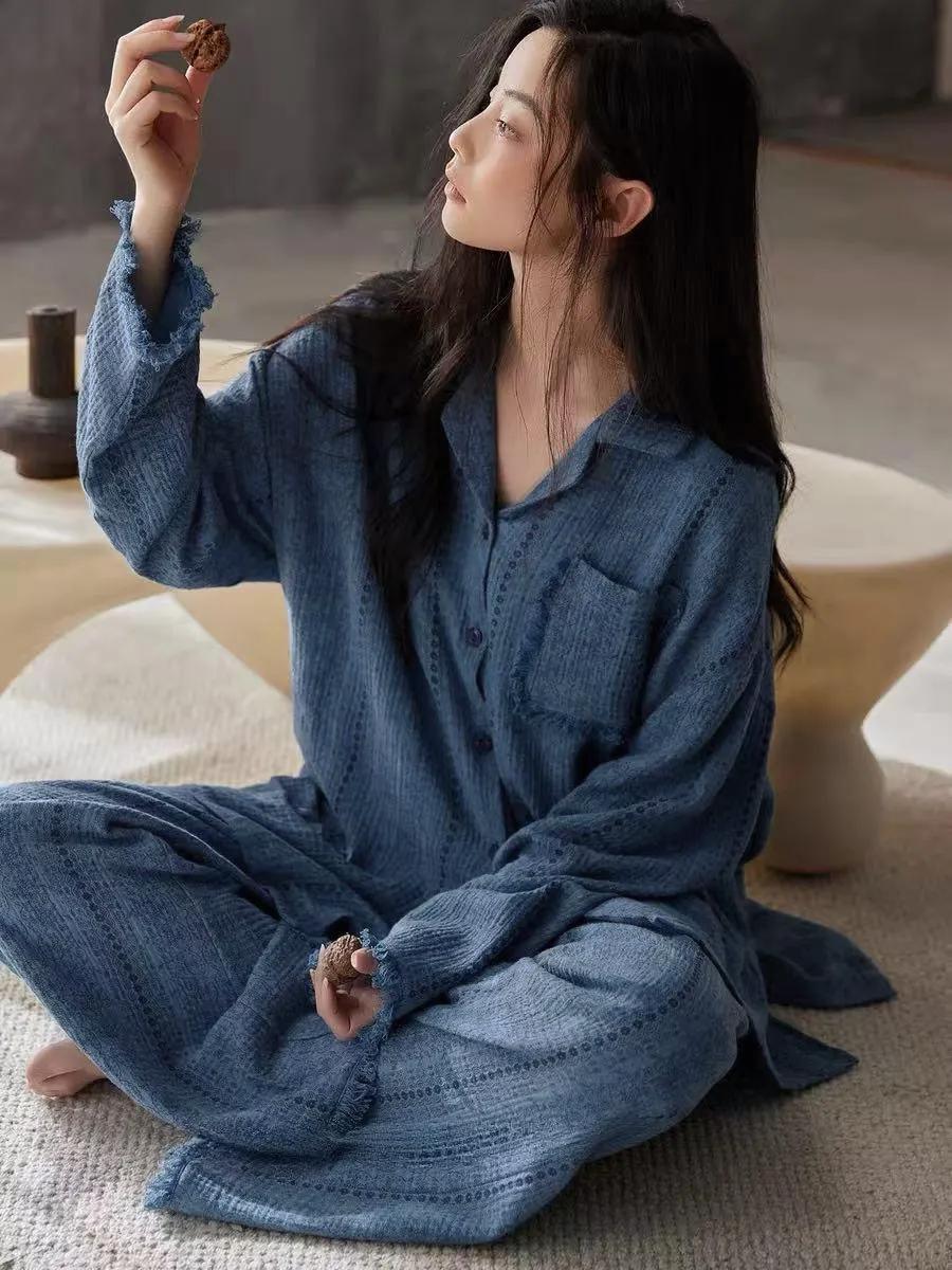 Gauze Cotton Pajamas Set for Women | Zen Meditation Outfit | Soft Breathable Loungewear | Relaxed Homewear | Gift for Her