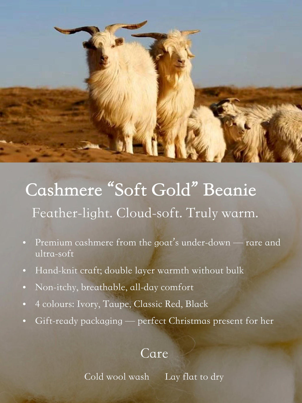 100% Cashmere Double-Tone Beanie | Soft Knit Winter Hat for Women & Men | Warm Luxury Wool Hat Gift