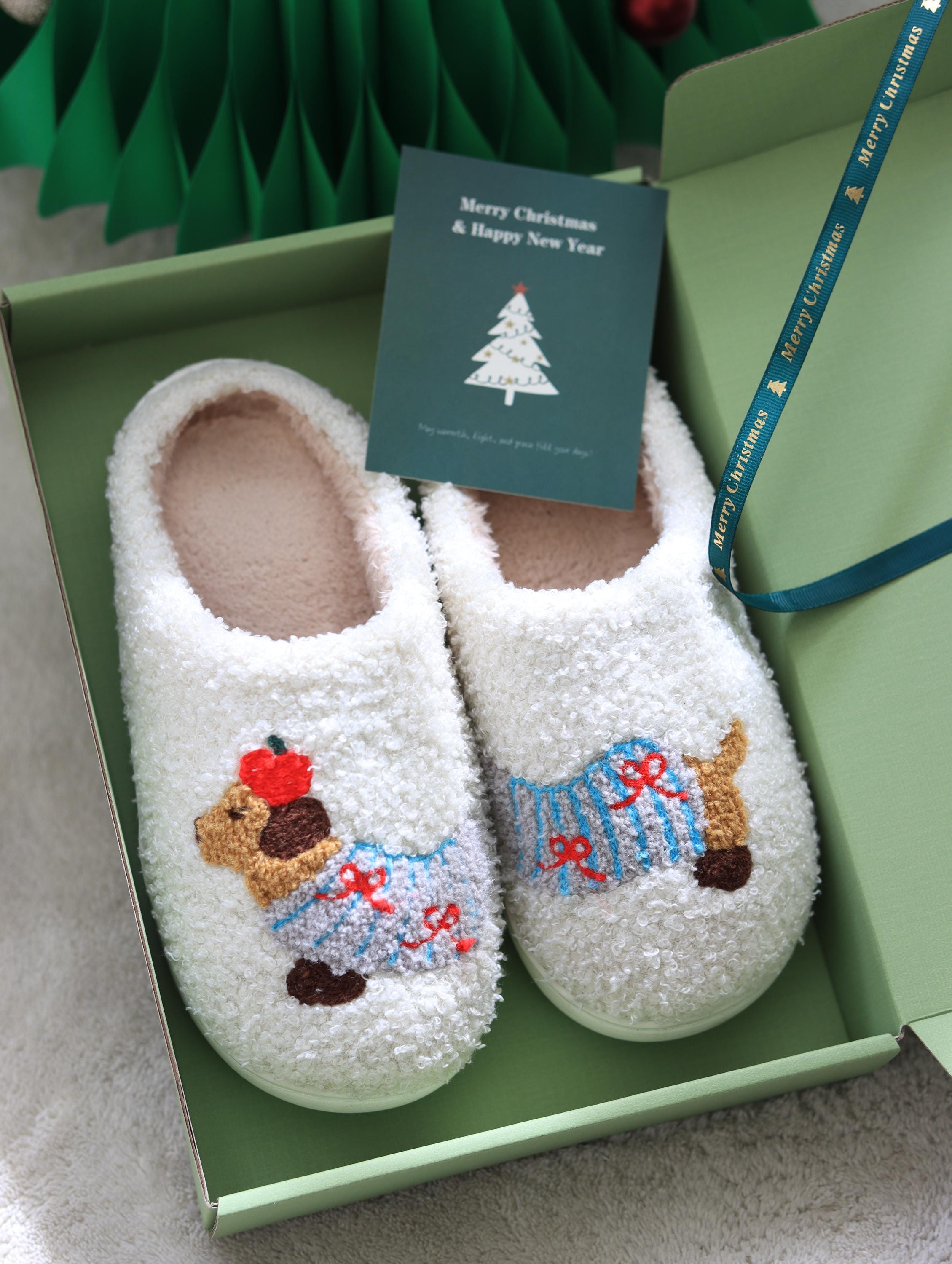 Funny Animal Slippers for Family | Cozy Fleece Dog Cat Slippers | Christmas Gift for Pet Lovers