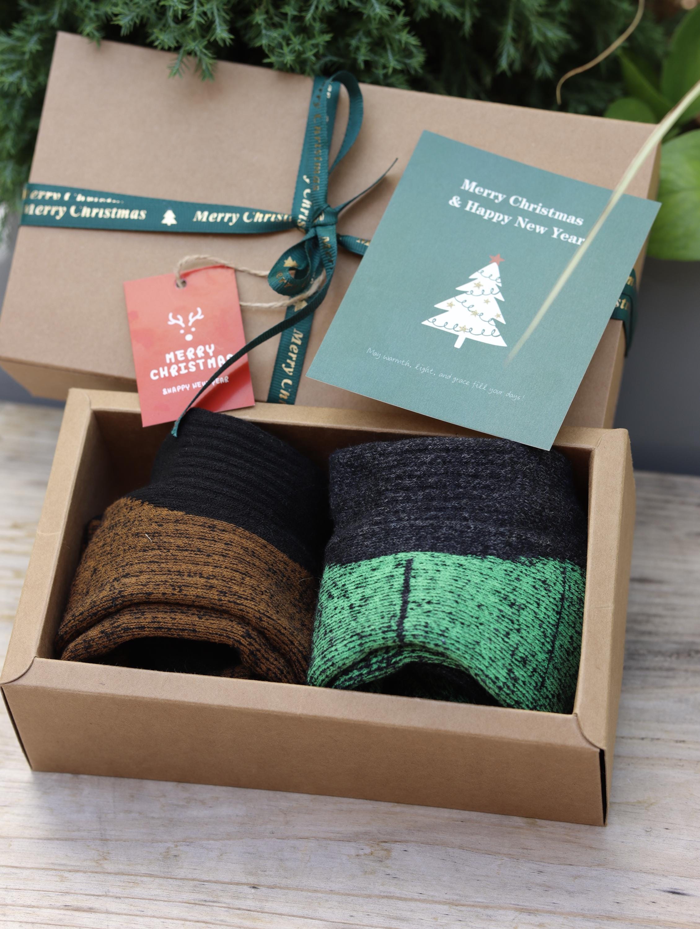 Merino Wool Thermal Socks 2Pairs Pack – Boot/Ski/Slipper Socks, Cushioned Terry Lined, Soft Breathable Warm Slipper Socks for Men and Women