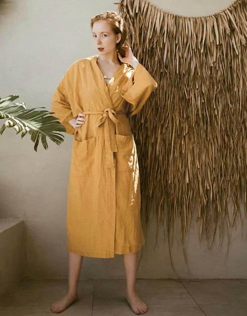 100% Linen Kimono Robe for Women | Washed Linen Dressing Gown | Lightweight Summer Bathrobe | Japnese Loungewear | 6 Colours