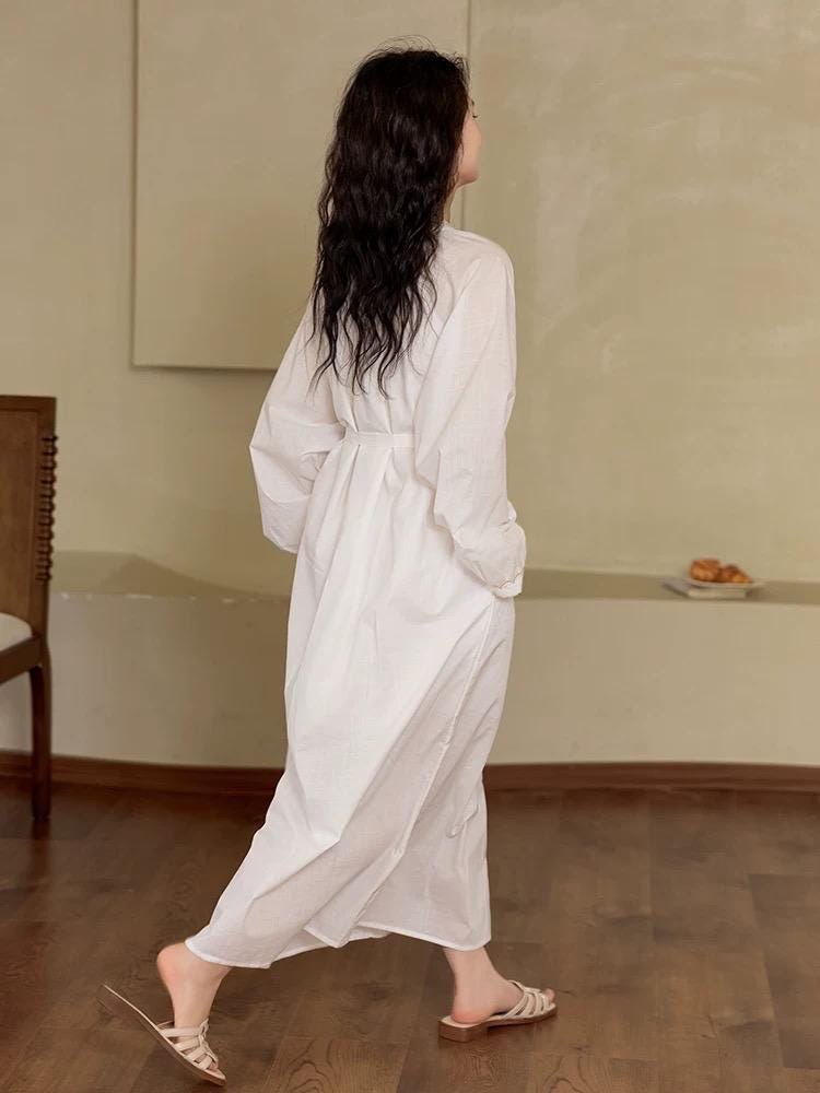 Embroidered Cotton Pajamas Set or Nightgown Dress, Slub Cotton Loungewear, Soft Breathable Loose Fit Sleepwear, Lounge to Street