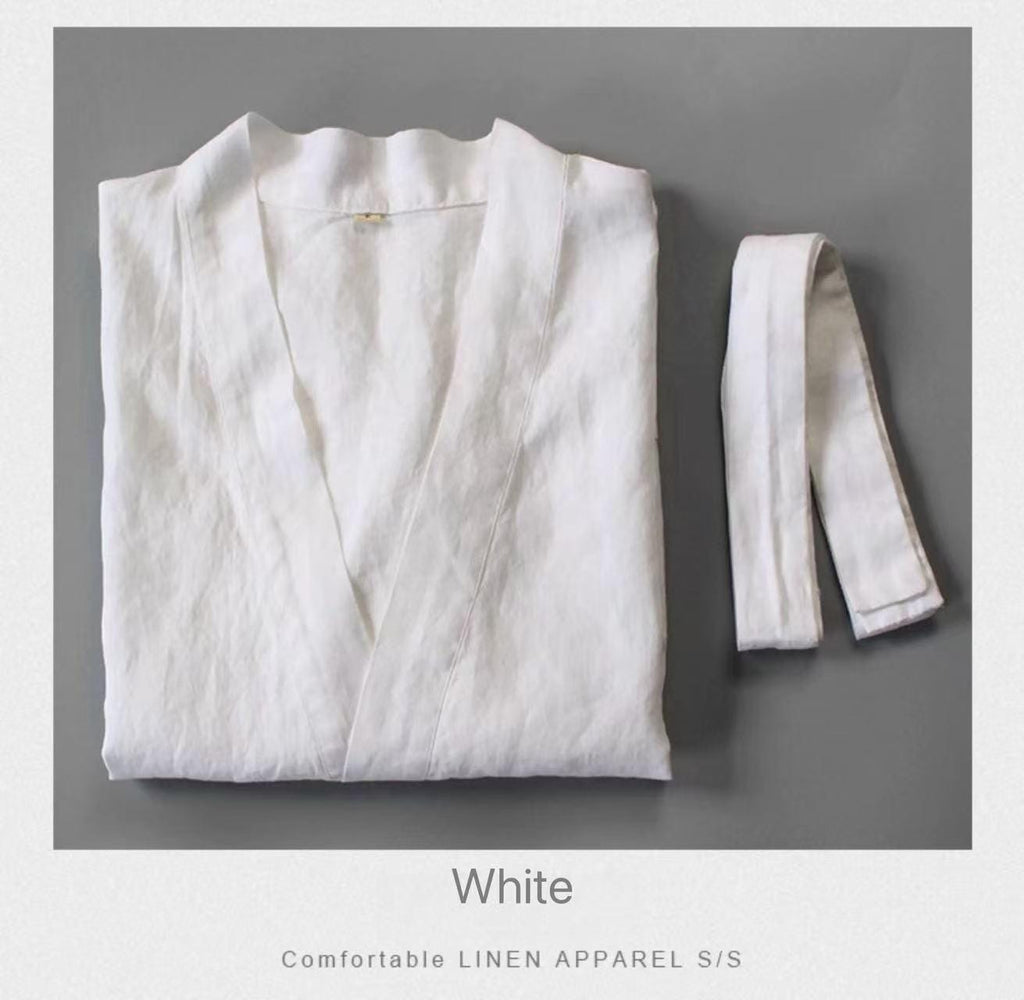 100% Linen Kimono Robe for Women | Washed Linen Dressing Gown | Lightweight Summer Bathrobe | Japnese Loungewear | 6 Colours