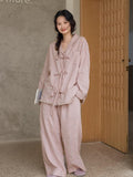 Double Layer Cotton Gauze Pajama Set, Breathable Soft Muslin Sleepwear in Blush Pink, Vintage Style Pjs