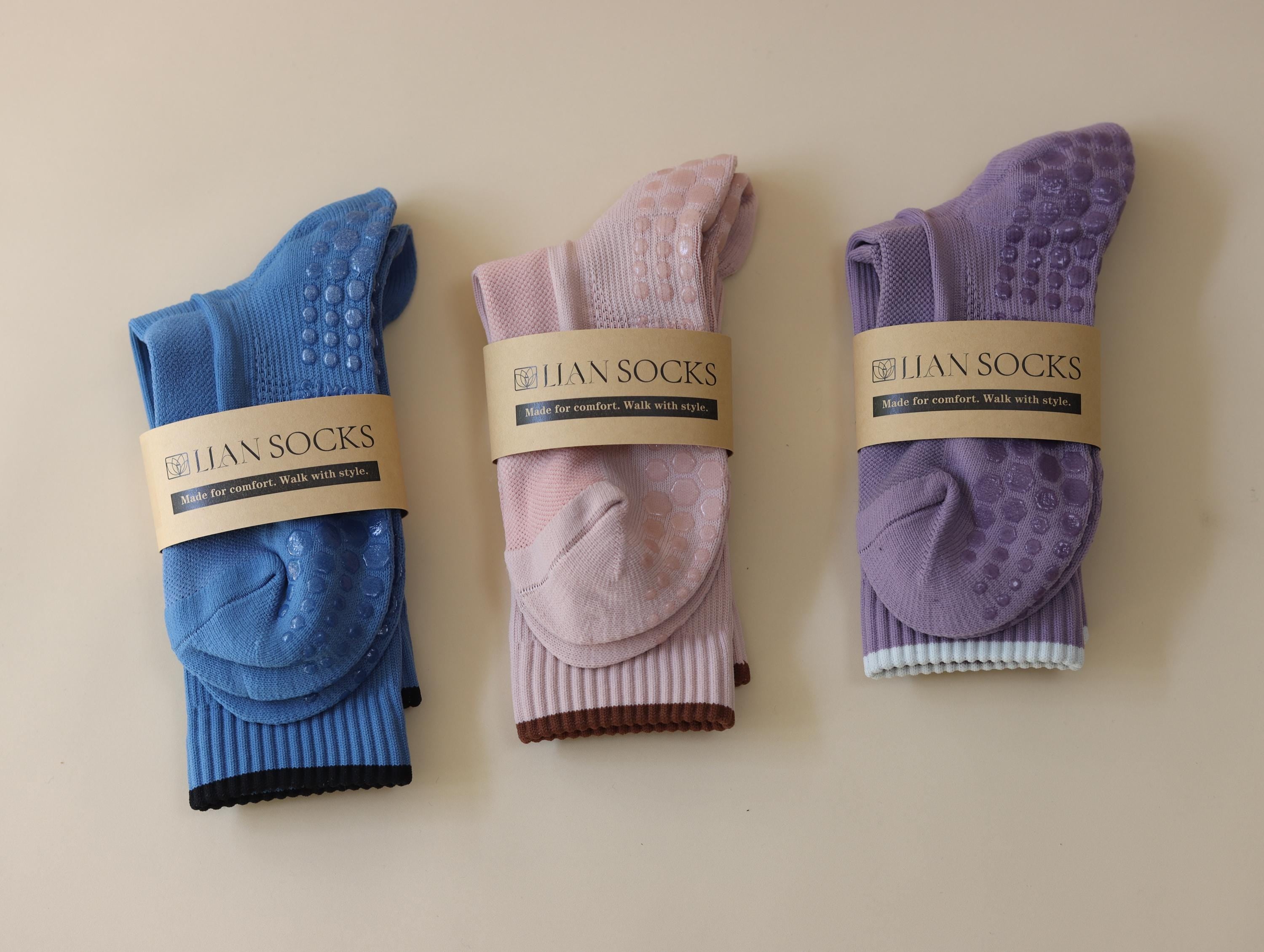 Pilates Grip Socks, Yoga Non Slip Sticky Socks, Barre Crew Socks, Workout Socks For Women, 6 Colour Options