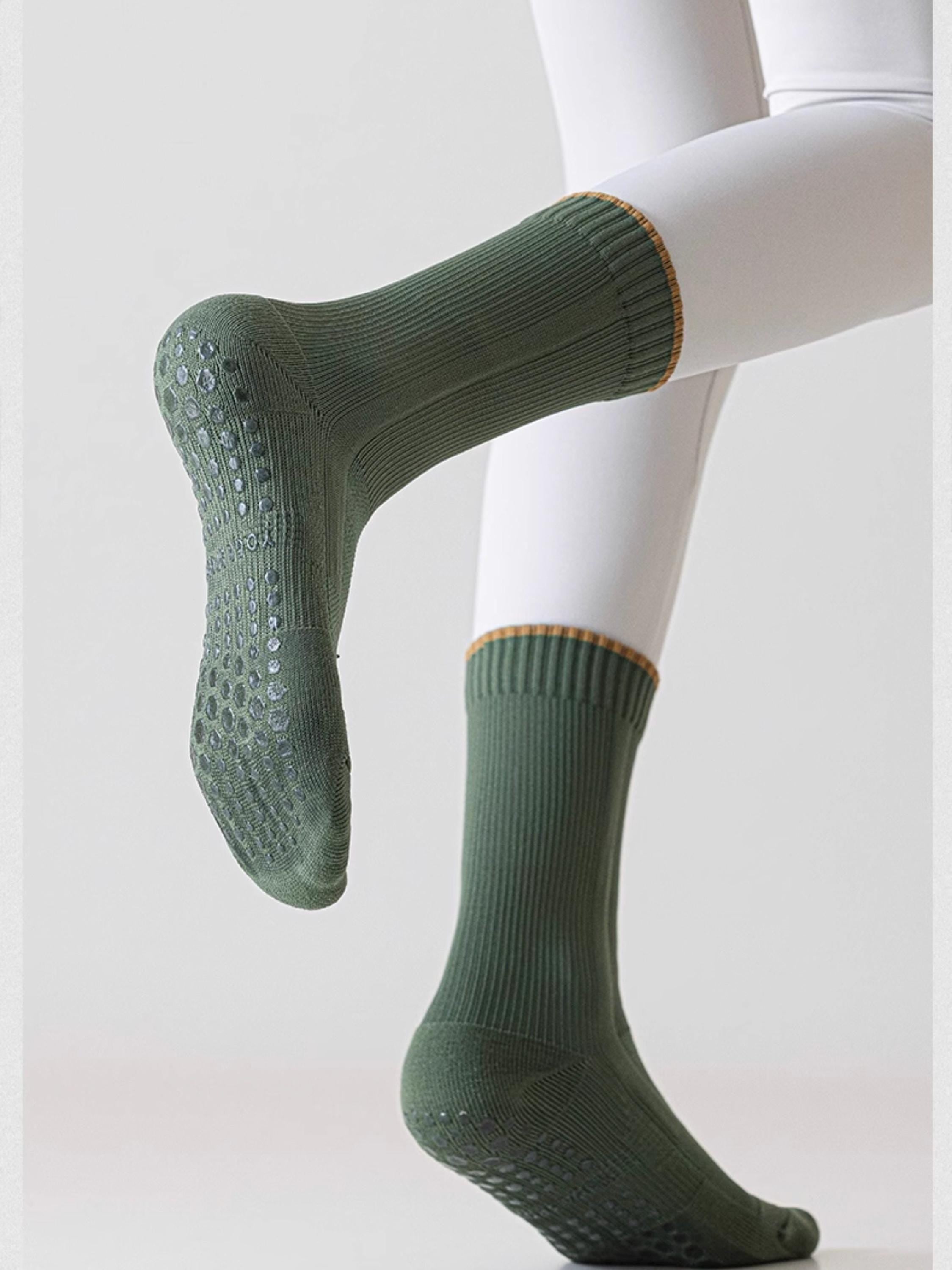 Pilates Grip Socks, Yoga Non Slip Sticky Socks, Barre Crew Socks, Workout Socks For Women, 6 Colour Options