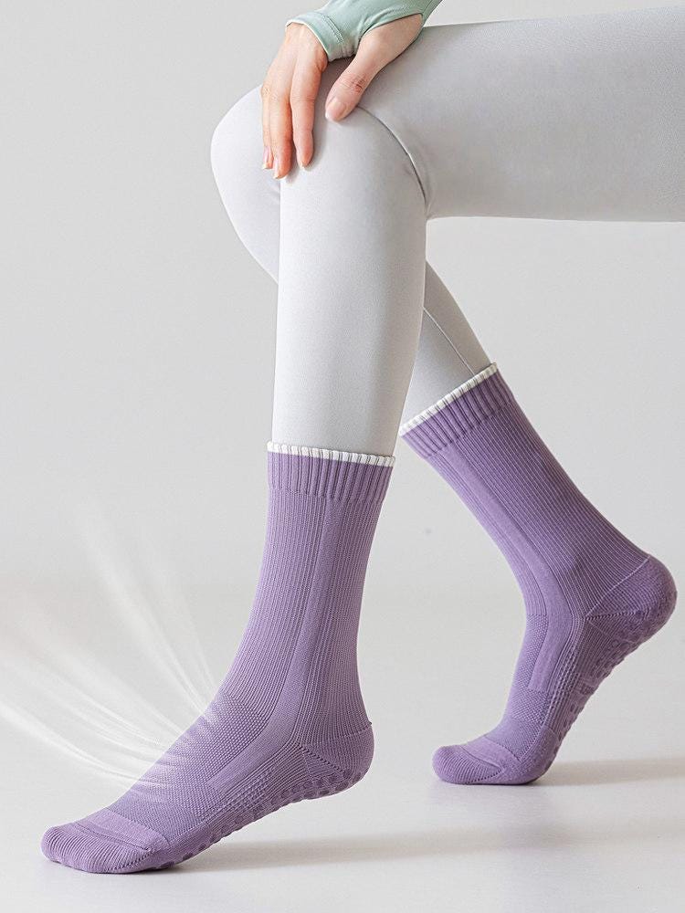 Pilates Grip Socks, Yoga Non Slip Sticky Socks, Barre Crew Socks, Workout Socks For Women, 6 Colour Options