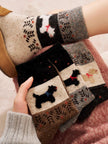 Lian Loungewear Merino Cotton Socks 4-Pack featuring dog, cat, and Scotty designs in a cozy gift set.