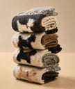 Lian Loungewear Merino Cotton Socks 4-Pack featuring dog, cat, and Scotty designs, soft and cozy for pet lovers.