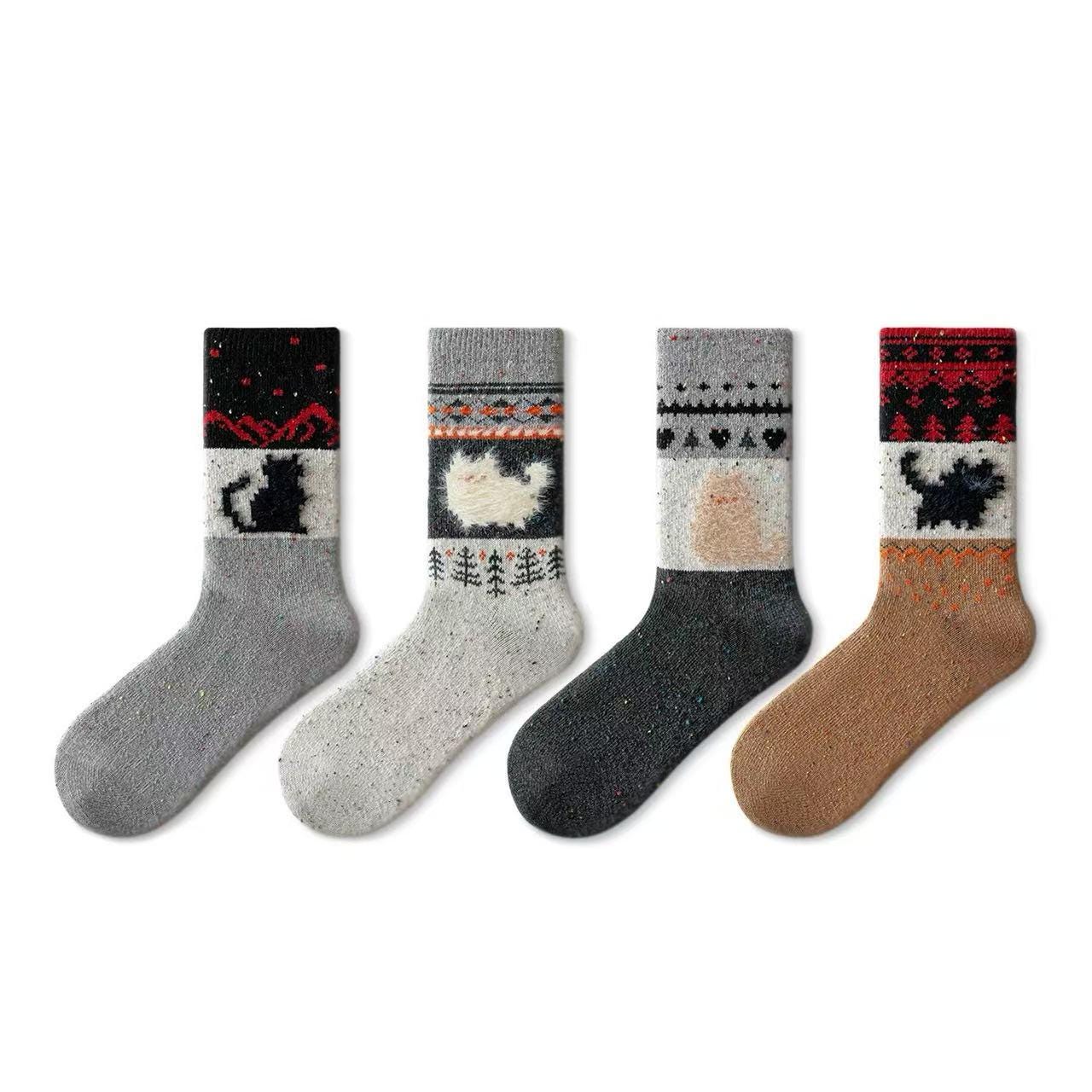 Set of four Merino cotton socks featuring dog, cat, and Scotty designs, from Lian Loungewear's gift sock collection.