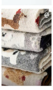 Lian Loungewear Merino Cotton Socks 4-Pack featuring dog, cat, and Scotty designs, soft and comfortable for pets or gift sets.