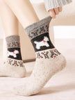 Lian Loungewear Merino Cotton Socks 4-Pack featuring playful dog, cat, and Scotty designs in cozy gift set.