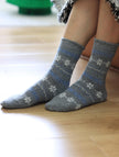 Set of four natural merino wool and cotton blend socks in two color themes, ideal for girls and Christmas stocking fillers.