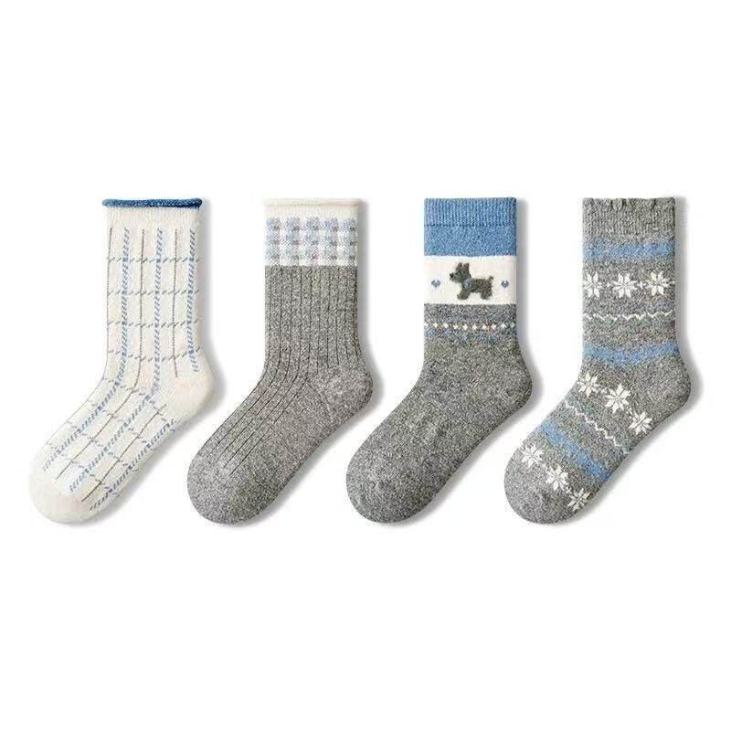 Lian Loungewear natural Merino wool and cotton blend socks gift box with colorful alpaca wool socks for girls, perfect Christmas stocking fillers.