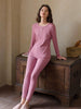 Lian Loungewear infant cotton thermal pajama set in beige and pink, soft ribbed breathable sleepwear for babies.