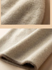 Dark brown and oatmeal two-tone cashmere beanie by Lian Loungewear, featuring a cozy knit winter hat design.