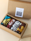 Lian Loungewear AB Novelty Crew Socks with animal and graphic mismatched designs in cotton blend, perfect as a fun gift.