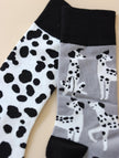 Lian Loungewear AB Novelty Crew Socks with animal and graphic designs in mismatched pairs, cotton blend, for fun and cozy style.