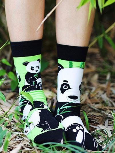 Cotton blend funny mismatched socks by Lian Loungewear with animal and graphic designs in a gift box set for birthdays.