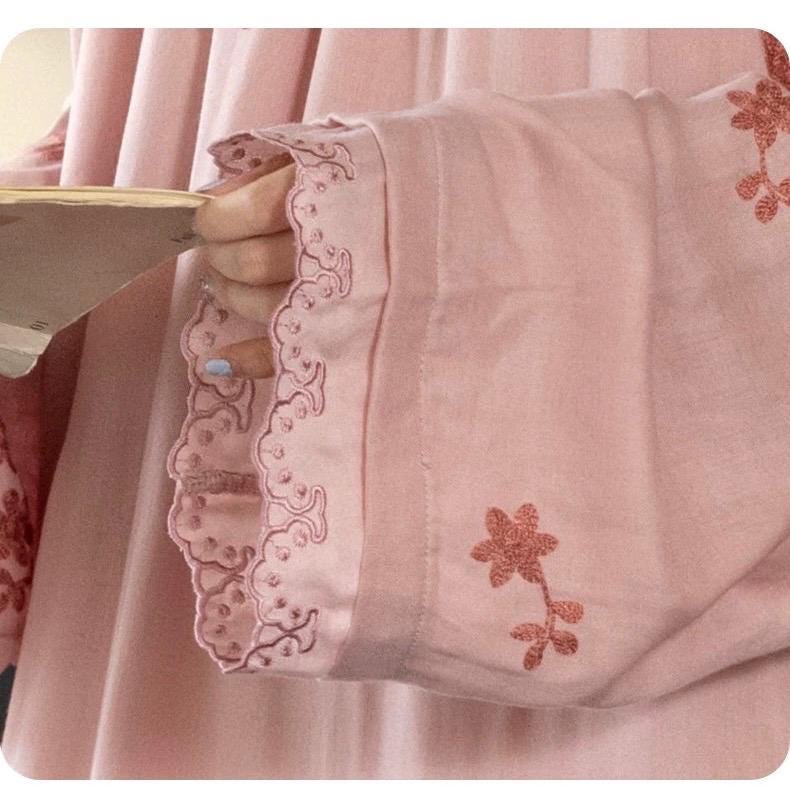 Lian Loungewear bamboo cotton embroidered loungewear set with relaxed fit, featuring soft fabric and detailed embroidery.