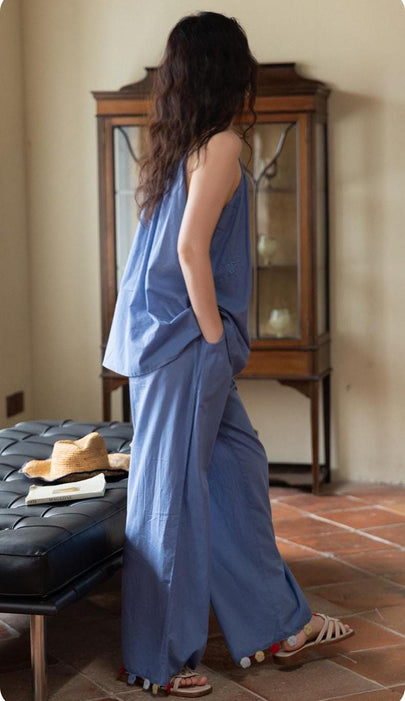 Lian Loungewear bamboo cotton loungewear dress and pants set, comfortable and stylish sleepwear or casual wear for women.