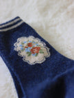 Lian Loungewear vintage floral knit wool socks in a gift box, cozy winter crew style, cotton blend, perfect for Mother’s Day.