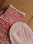 Set of two organic cotton crew socks featuring fruit plant-dyed grape design, UK size 3-7, by Lian Loungewear.