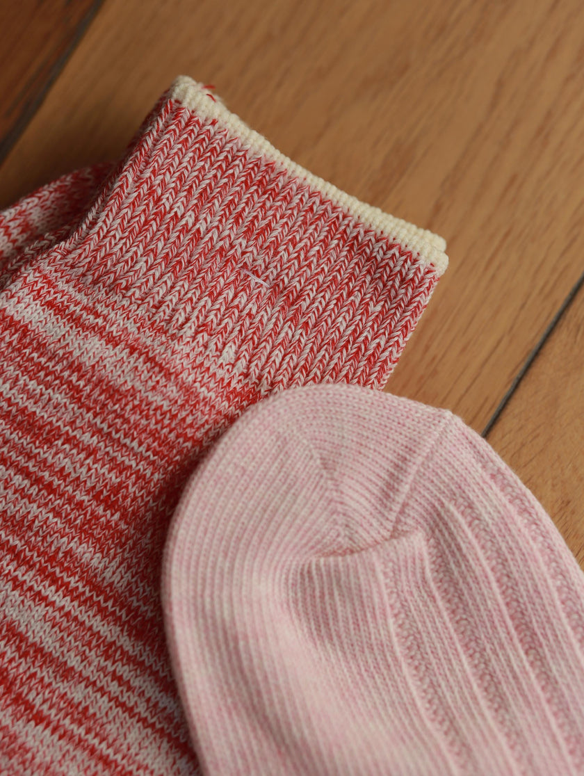 Set of two organic cotton crew socks featuring fruit plant-dyed grape design, UK size 3-7, by Lian Loungewear.