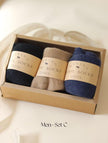 Set of three Lian Loungewear 98% Merino Wool Socks in a gift box, showcasing cozy, soft wool socks for comfortable wear.