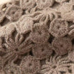 Ivory cream hand-knit cashmere-wool beanie with crochet lace details, warm winter cap by Lian Loungewear.