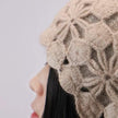 Ivory cream hand-knit cashmere-wool beanie with crochet lace, warm winter cap by Lian Loungewear.