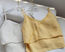 Ivory white organic linen camisole top for women by Lian Loungewear, double-layer linen tank with a relaxed fit.