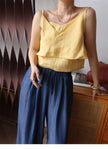 Organic linen camisole top for women by Lian Loungewear, double-layer ivory white linen tank top with comfortable fit.