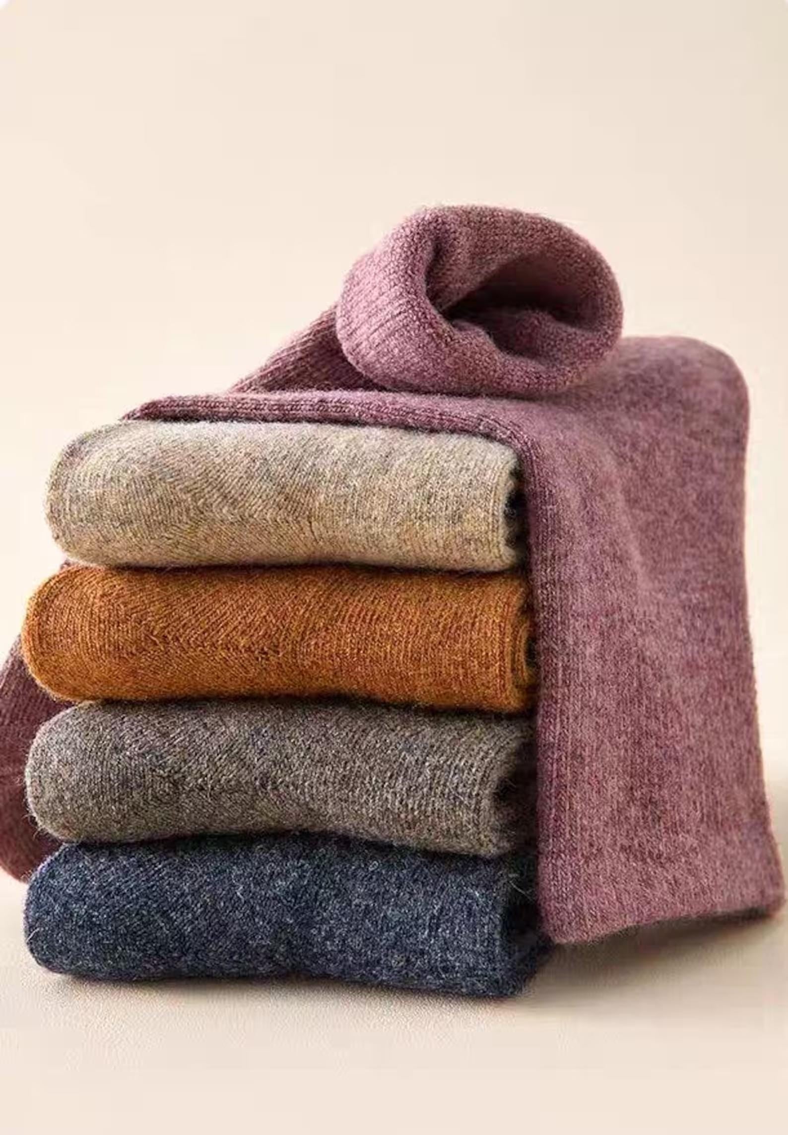 Light grey Merino wool slippers socks for women, ultra warm and casual winter socks by Lian Loungewear.