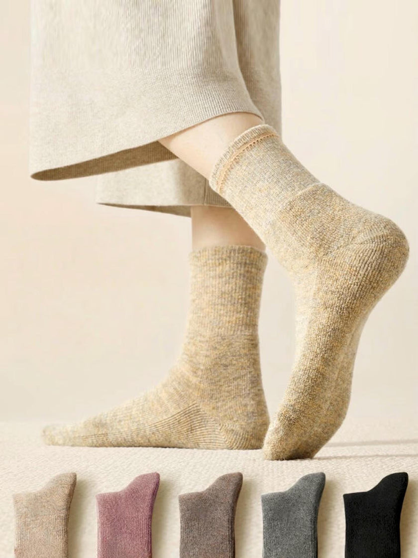 Light grey Merino wool slipper socks for women, ultra warm and casual, perfect for cozy winter wear by Lian Loungewear.