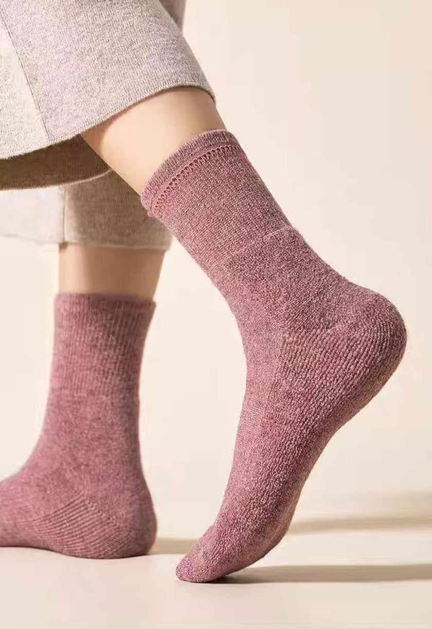 Light grey merino wool winter slipper socks by Lian Loungewear, ultra warm casual wool socks for women.