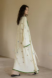 Embroidered gauze cotton robe in Japanese kimono style by Lian Loungewear, featuring intricate embroidery and lightweight fabric.