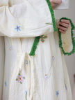 Lian Loungewear embroidered gauze cotton kimono-style robe, 115cm length, featuring traditional Japanese design and intricate embroidery.