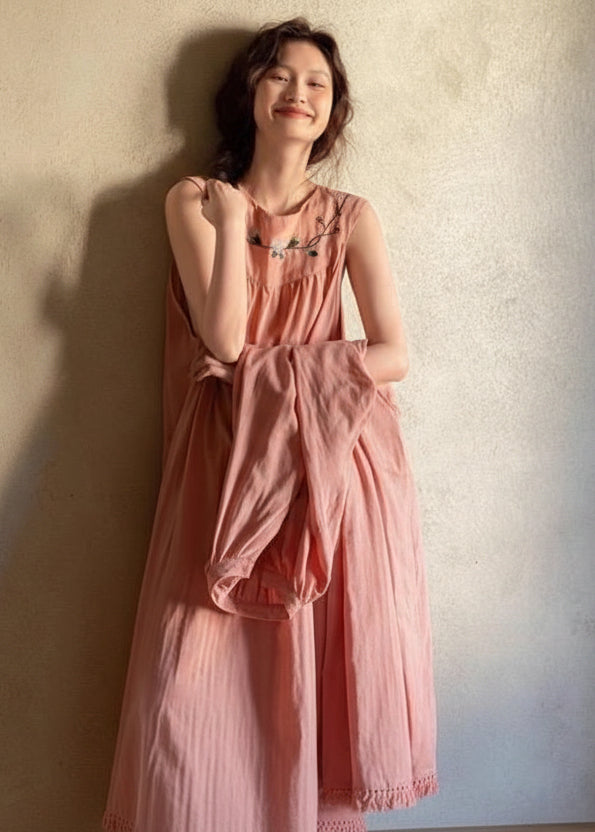 Lian Loungewear bamboo cotton robe and nightgown set with embroidery, soft lounge sleepwear for comfortable relaxation.